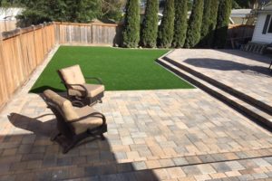 Paving Stone Patio With Artificial Grass And Steps Expert Paver